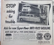 1950 newspaper ad for Sinclair Gasoline - Stop Asking for Trouble, car breakdown