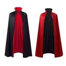 35"90CM Stand Collar with Hood Reversible Cloak Masquerade Cape Costume Black...