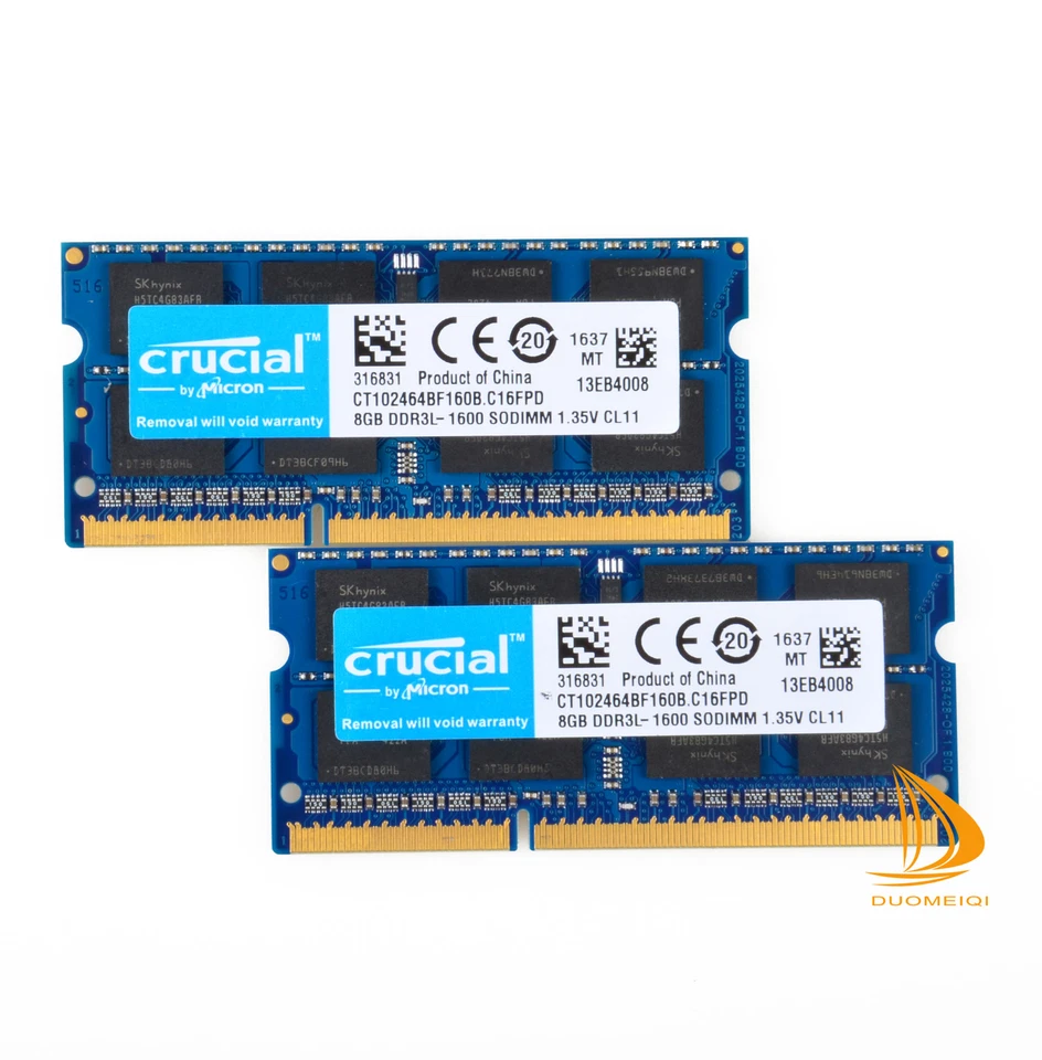 Crucial 8 GB 16 GB 2Rx8 PC3L-12800S DDR3-1600 MHz SODIMM memoria computer portatile RAM 204 pin - Immagine 2 di 4