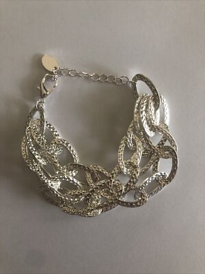 Elias Hammered Link Bracelet Silver Colored Metal, Stella and Ruby Brand