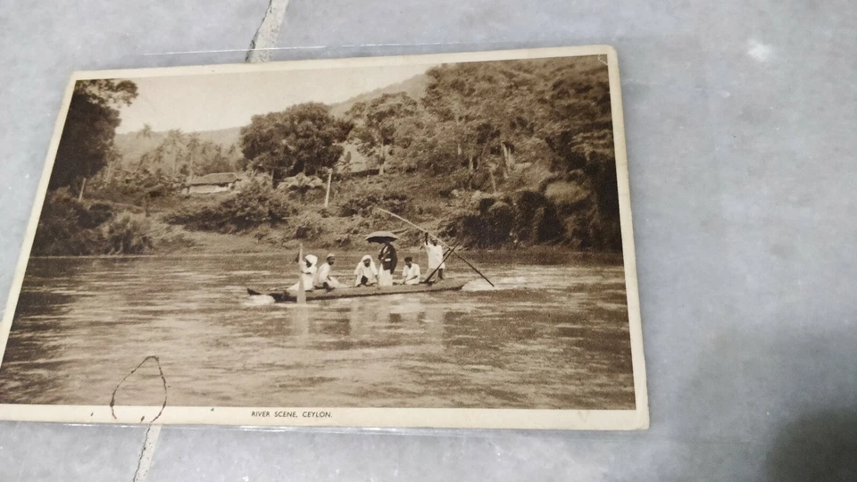 After 1910s Ceylon River Boat Scene, King George V 3v 20c Stamp Postcard to USA - Image 4 of 4