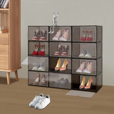 12PCS Stackable Sneaker Display Case Container Shoe Storage Box Organizer