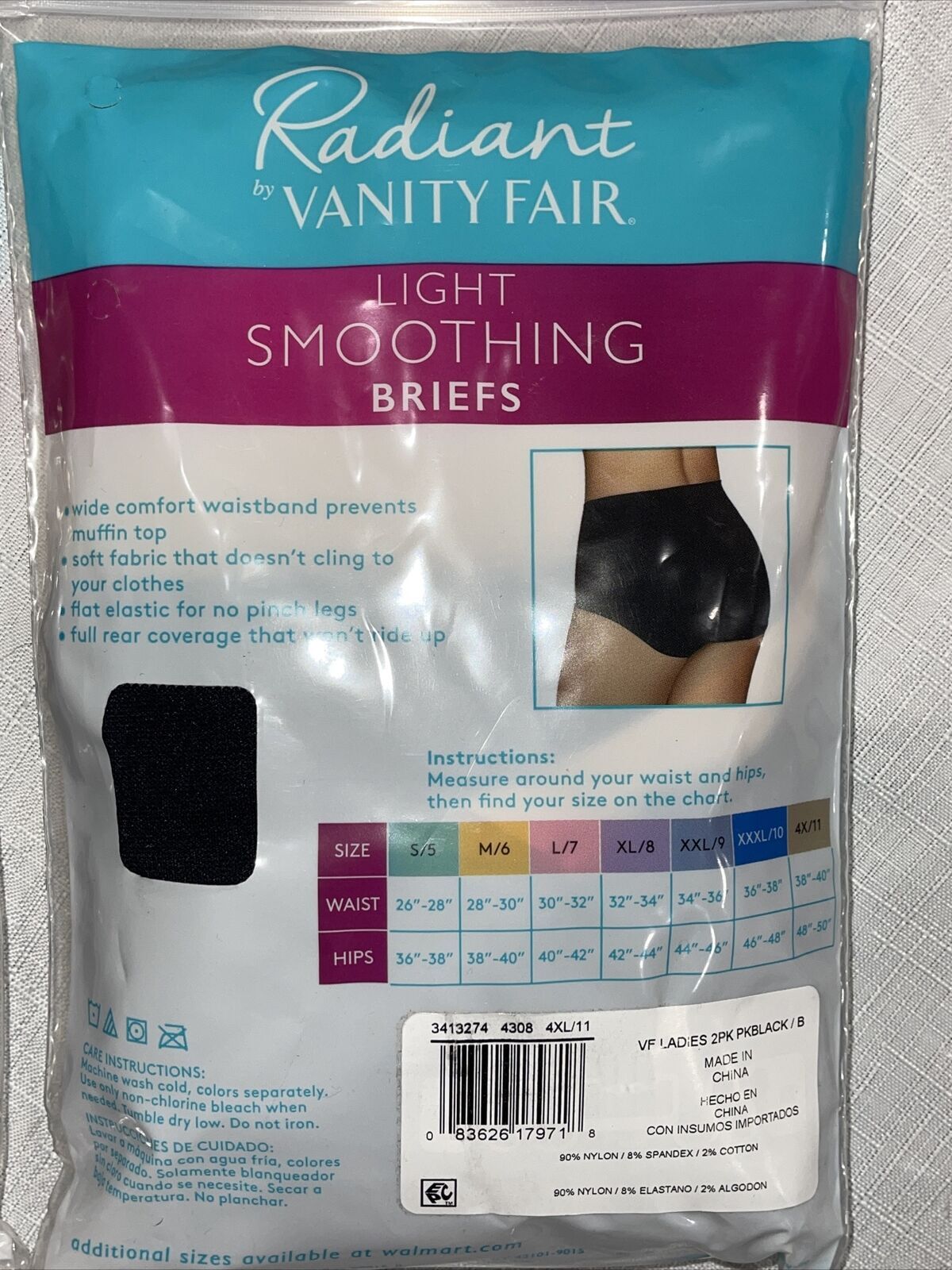 Radiant Vanity Fair 2PK Brief Shaper Smooth M,L,XL,2XL,3XL,4XL,White ...