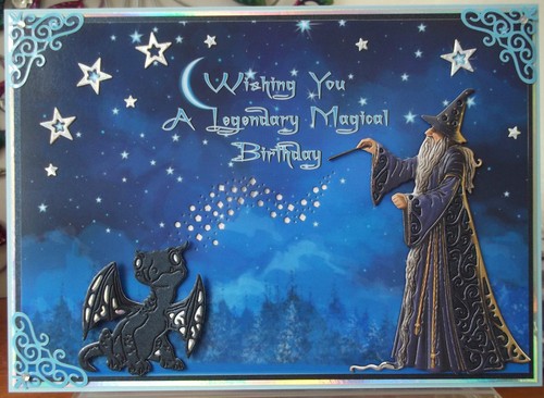 HANDMADE PERSONALISED PAGAN FANTASY MEN'S BIRTHDAY CARD MAGICAL WIZARD & DRAGON - Picture 2 of 3