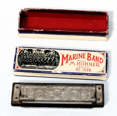 Vintage Marine Band Made By M. Hohner Germany Harmonica No. 1896 Key C