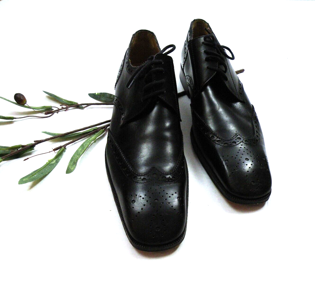 Scarpe eleganti YSL YVES SAINT LAURENT uomo pelle nera punta alare Italia (42 5) 9 5
