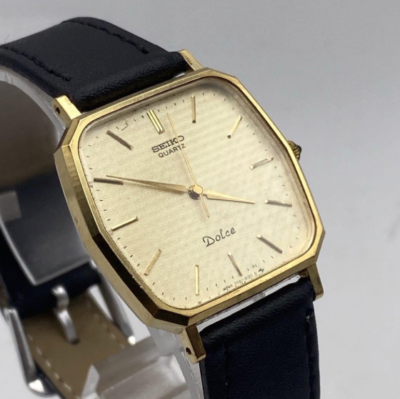 Near MINT] Vintage 1985 SEIKO Dolce 7731-5120 Gold Hexagon Men's