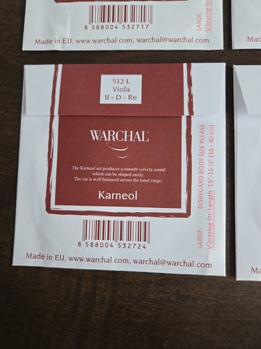 Warchal Karneol Viola String Set 15"-15 3/4" String A, C, D, & G-NEW - Picture 9 of 14