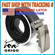 Men's Automatic Click Lock Buckle Waist Strap Dress Comfort Black Belt Casual