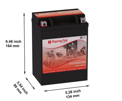 SigmasTek STX14AH-BS Battery Replacement for BRP (CAN-AM) Rally 200CC 2002-2006 - Picture 2 of 3