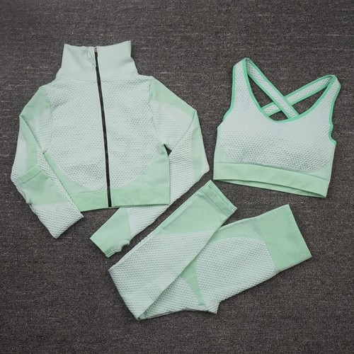 Seamless Yoga Sets Sport Gym Anzüge Wear Laufkleidung Fitnessanzug Langarm - Bild 29 von 35