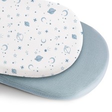 2 Pack Muslin Bassinet Sheets 100 Cotton Fitted Mattress 32x16 In Blue