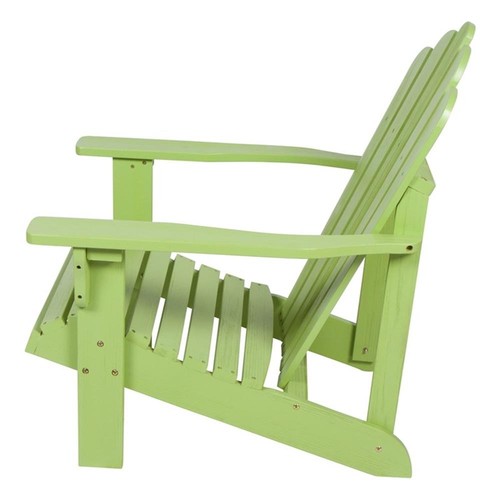 Shine Company Traditional Cedar Wood Patio Porch Adirondack Chair in Green - Picture 4 of 6