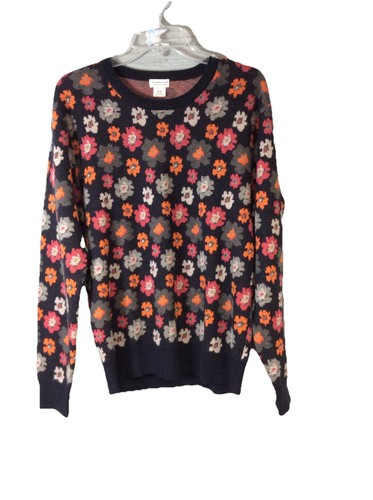 Club Monaco Italian Cashmere Men’s Medium Navy Floral Print Sweater 0731245