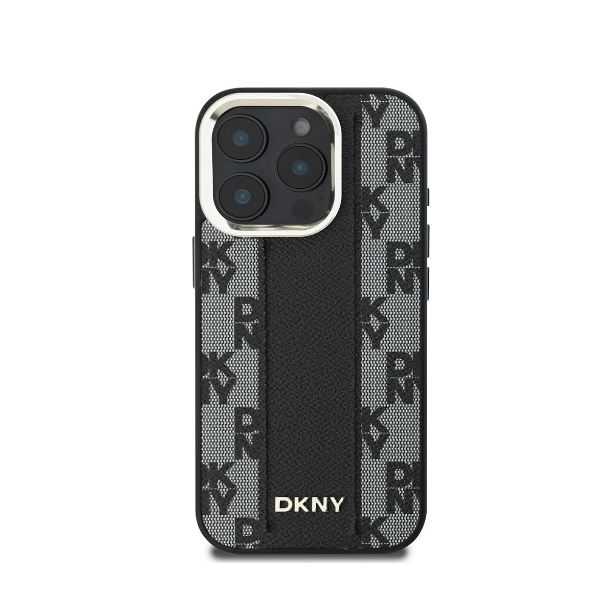 Coque iPhone 16 Pro noire motif à carreaux en silicone
