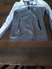 PINK Victoria's Secret Ultimate Half Zip Pullover Grey White Top S/P
