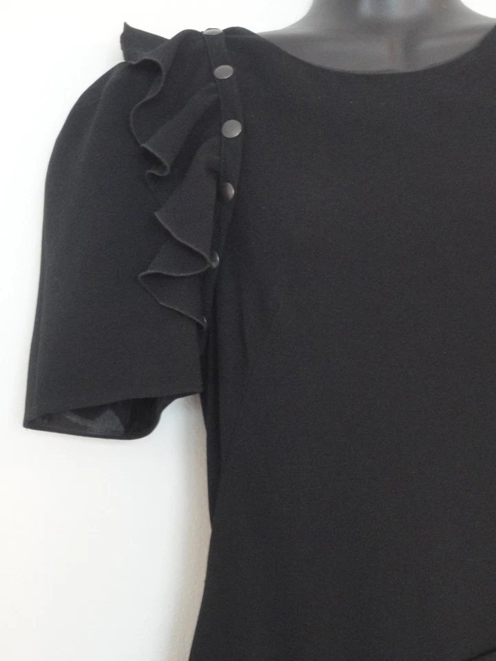 VESTIDO MOSCHINO MINI NEGRO CON VOLANTES IT40/US6 Foto 3 de 4