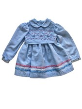 Vintage Hand Smocked by Pioneer Dress Long Sleeve Made In USA 3T