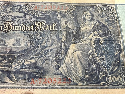 #ad 1910 German 100 Mark Banknote World War 1 WW1 WWI Currency Antique Relic $8.99