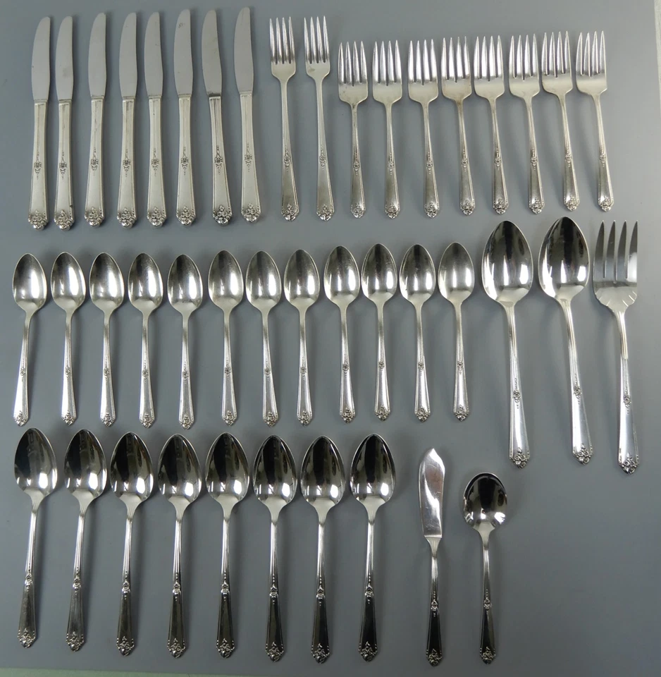 43 piezas Juego de cubiertos vintage Tudor Plate Sweet Briar Oneida Community 1948 Foto 3 de 4