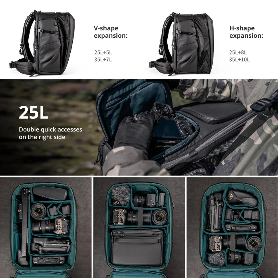 Mochila para câmera OneMo 2 25L-33L com bolsa de ombro para laptop de 16 pol. para fotógrafo... - Imagem 2 de 4