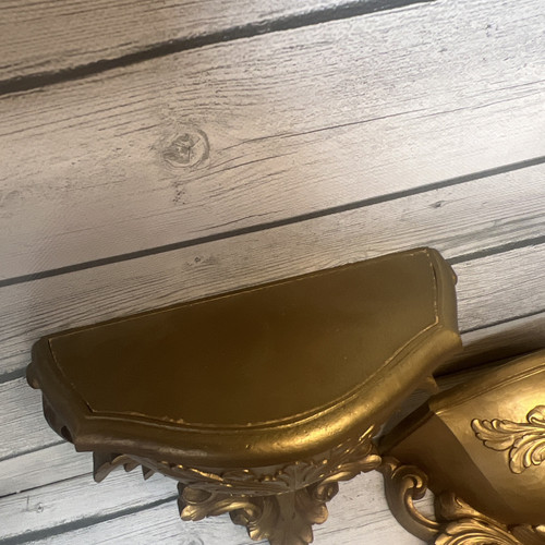 Vintage 1978 Homco Gold Plastic Wall Shelf or Pocket Sconce Set - Picture 6 of 11