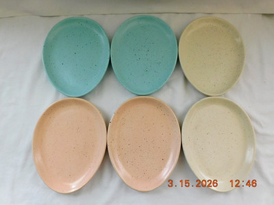 Unused Blossoms & Blooms 6 Easter Egg Shaped Plates 8'' x 6'' Pastels w2s3