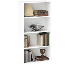 HOMCOM Mobile Libreria a 4 Ripiani con 2 Scaffali Flessibili in Legno Bianco