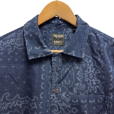 Todd Snyder Albiate Men's Small Blue Bandana Paisley Button Front Italian Shirt