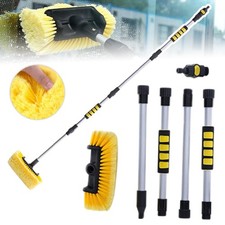 Water Fed Car Wash Brush Telescopic Soft Bristle Pipe Hose Long Handle Washer UK