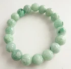 Certified Green Natural Type A Jade Jadeite Carved Lotus Beads Bracelet