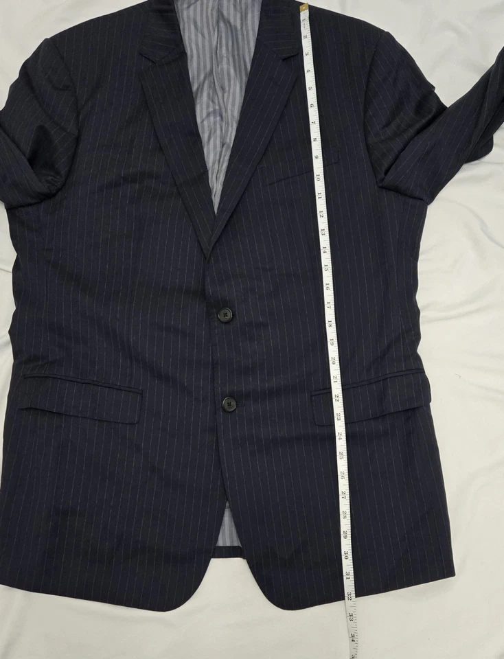Banana Republic Monogram Italy Blue Pinstripe Guabello Wool Suit 44L, 36x31.5 - Image 4 of 4