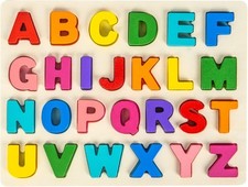 Alphabet Puzzle Wooden Puzzles for Toddlers 3 4 5 Year Old, ABC Puzzle Shape Alp
