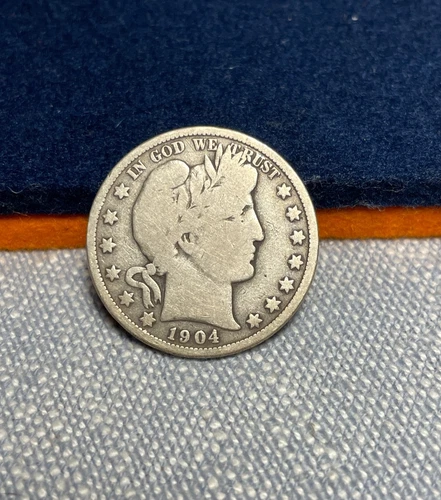 (#102166)  Barber Half Dollar:  1904 O.  Good+   Better date!