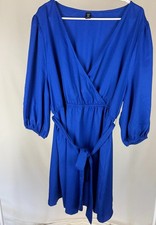 Royal Blue Midi Dress w/Plunging Neckline Plus Size