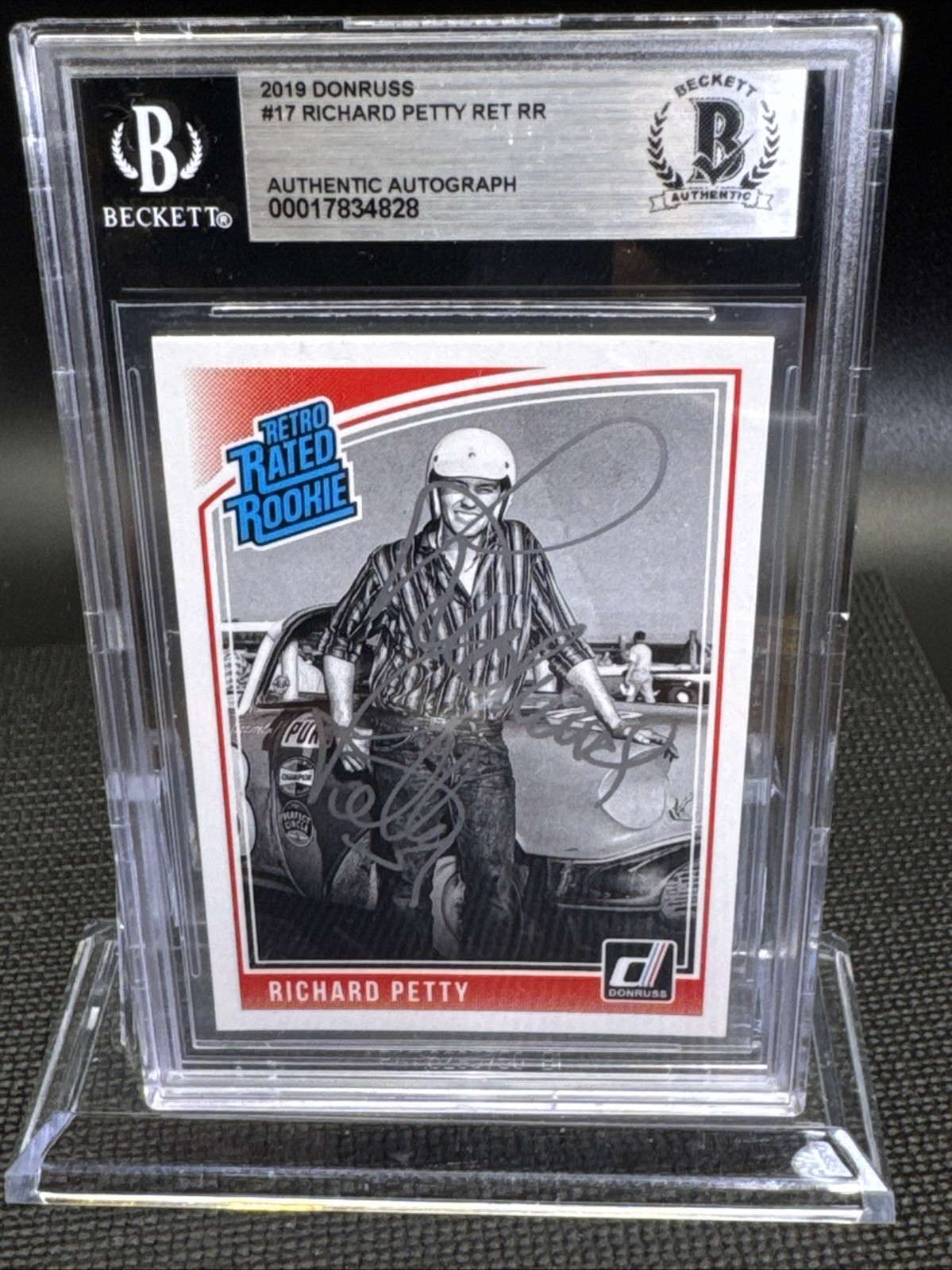 Richard Petty Signed 2019 Donruss Rated Rookie Racing #17 Beckett Auth AUTO