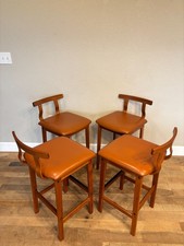 SET OF 4 Vintage Danish Modern Solid Teak Uph...