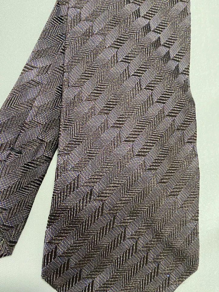Corbata para hombre PAL ZILERI hecha en Italia marrón seda geométrica Foto 2 de 4