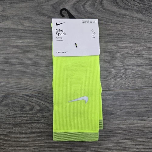 Nike Spark Lighweight Crew Running Socks Size Large 10 - 11.5 Mens Green Volt