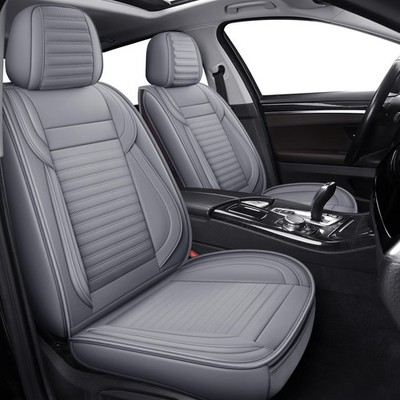 LINGVIDO Car Seat Covers, Breathable and Waterproof Faux Full set, Gray 