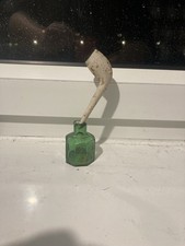 Shear Lip hexagonal Lime Green Ink Bottle With Full Clay Pipe Found Mudlarking