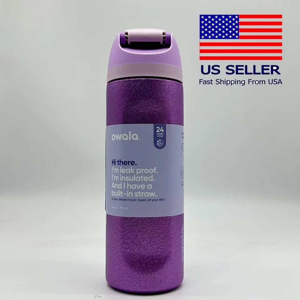 Taza deportiva botella de agua púrpura brillante Owala FreeSip 24 oz - Nueva Foto 3 de 4