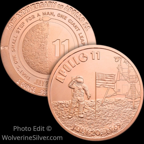 1 Oz. Solid .999 Fine Copper Round - Apollo 11 - Golden State Mint