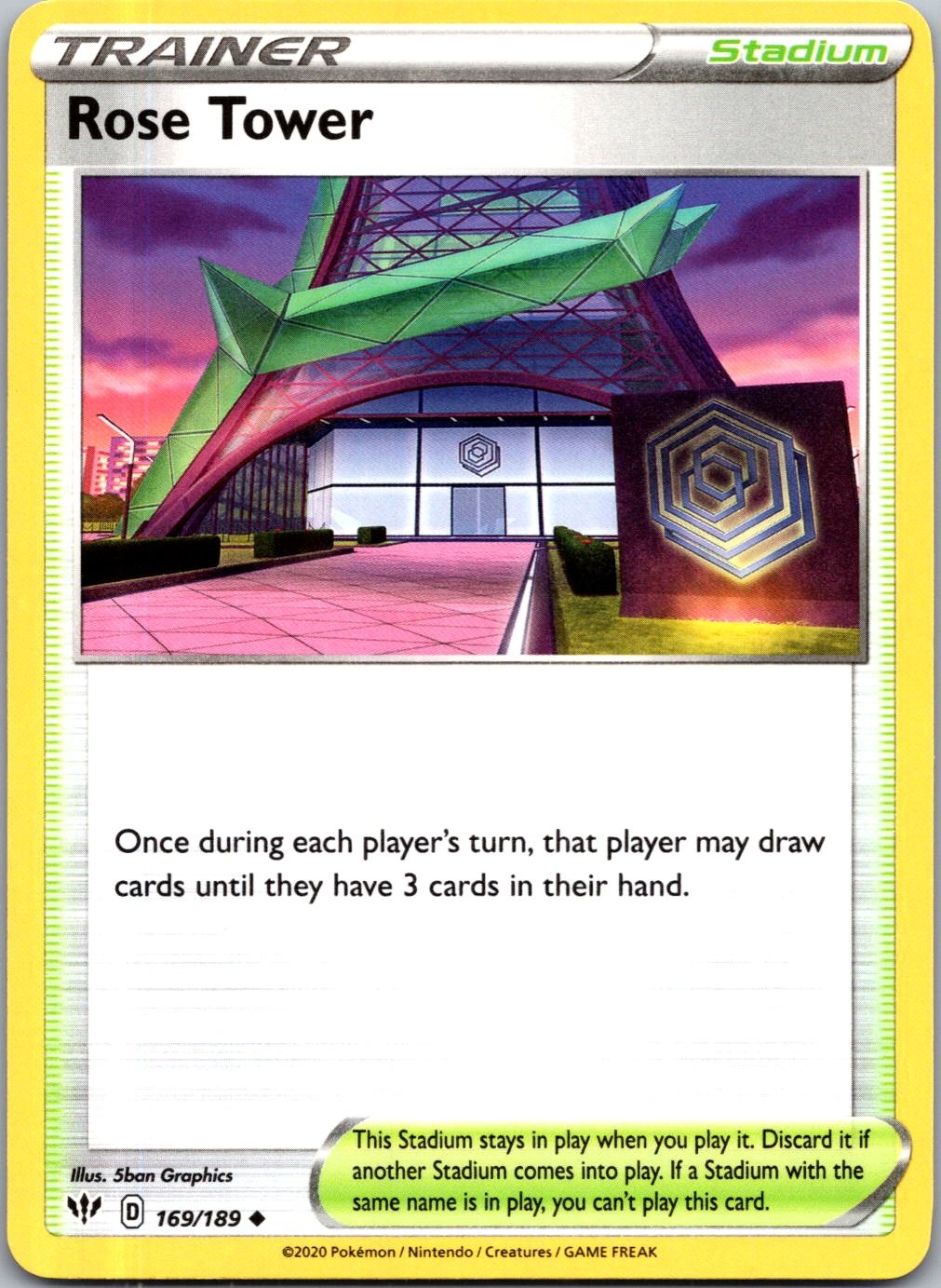 Rose Tower 169/189 UC Darkness Ablaze Pokemon Near Mint