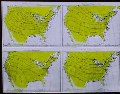 1896, Normal Sea Level Temperatures in United States, Magic Lantern Glass Slide