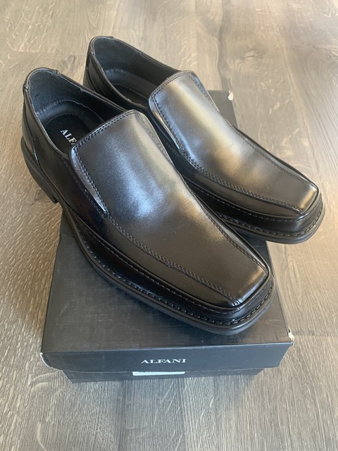 mens black leather slip on dress shoes