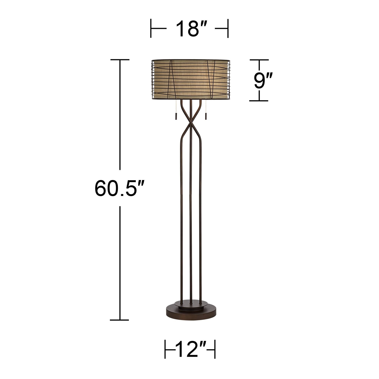 Franklin Iron Works8482 Marlowe Woven Bronze Metal Floor Lamp for sale