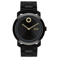 MOVADO BOLD 3601055 BLACK DIAL COMPOSITE MATERIAL/STAINLESS BRACELET MENS WATCH