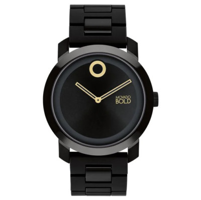 MOVADO BOLD 3601055 BLACK DIAL COMPOSITE MATERIAL/STAINLESS BRACELET MENS WATCH
