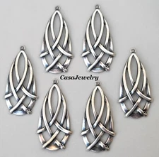#0426 ANTIQUED .925 STERLING SILVER PLATED CELTIC TEARDROP W/TOP RING - 6 Pc Lot